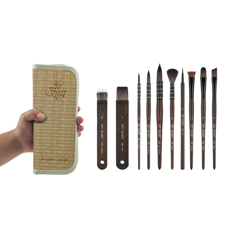 Artsecret 999 Pennello acrilico per acquerello Capelli sintetici Ghiera in alluminio Manico in legno Strumenti artistici multifunzione 2