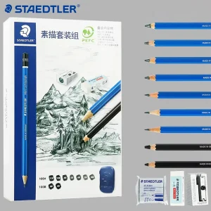 Germania STAEDTLER Set di schizzi matita da disegno 100 set3 matita per gomma bigodino per matita 100 Blue Rod forniture artistiche professionali HB-12B 1