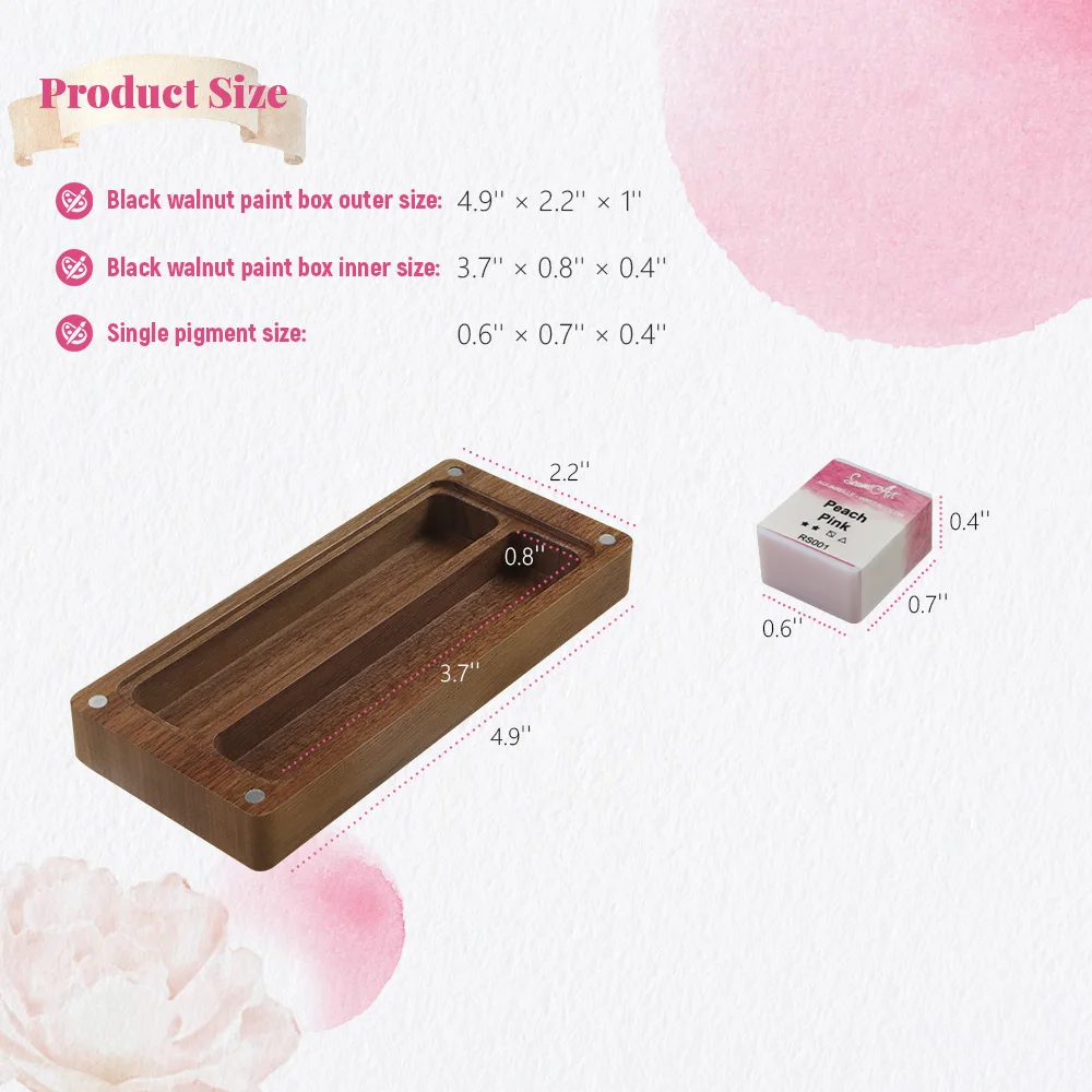SeamiArt 12 colori rosa rossa set di acquerelli solidi scatola di legno di noce nera confezione regalo per disegnare forniture di pittura artistica 6