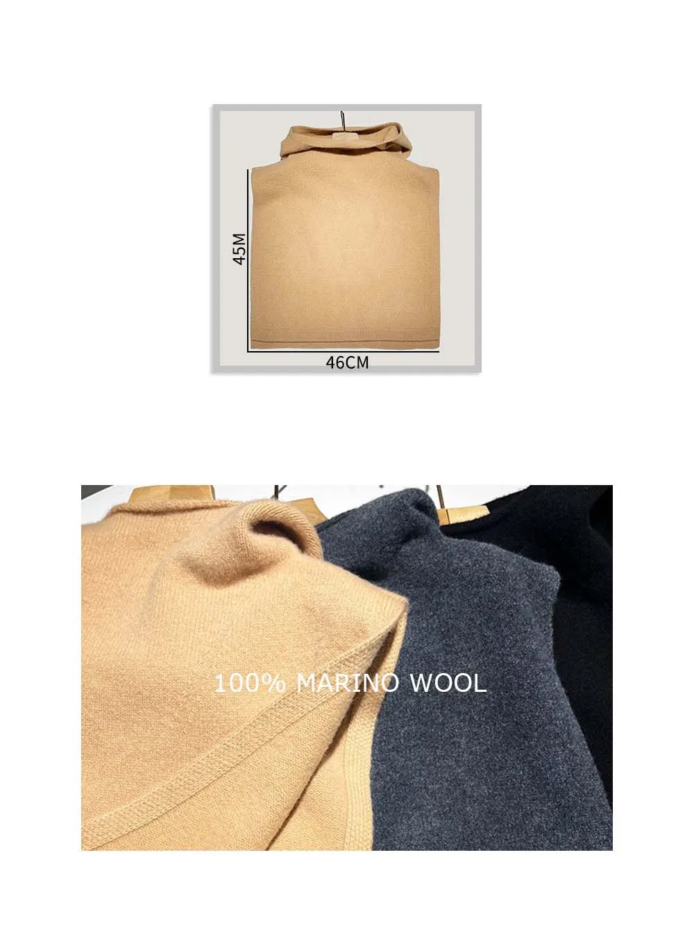 Sciarpa scaldacollo con cappuccio in lana marina Scialle con cappuccio a collo alto con snood lavorato a maglia da donna 3