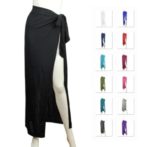 Sexy vacanza al mare Protezione solare Abbigliamento Casual Beachside Mezza gonna Avvolgente Gonna asimmetrica in tinta unita lavorata a maglia in poliestere 1