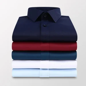 Camicie a maniche lunghe da uomo Primavera Autunno New Business Casual Bottoni con risvolto Camicie da cerimonia Nero Bianco Blu Rosa 1