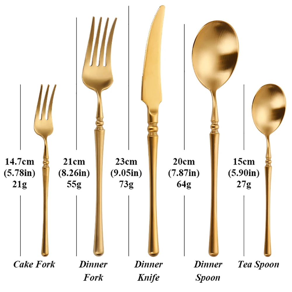 10/15/20/25/30 pezzi posate uniche in acciaio inossidabile 18/10 oro argento Set di posate Party Hotel usa regalo di inaugurazione della casa di nozze 5