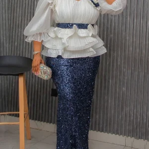 2025 Abiti da sera per feste estive Abiti eleganti da donna di lusso aderenti Maxi abito con maniche a sbuffo Abiti africani Abiti da ballo di nozze 1