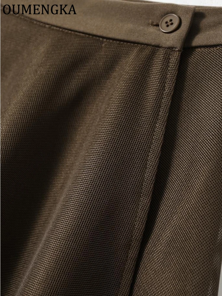 OUMENGKA Donna Chic Corea Moda Primavera Estate One Pieces Wrap Gonne Vita regolabile Donna A Line Gonne lunghe al ginocchio Mujer 6