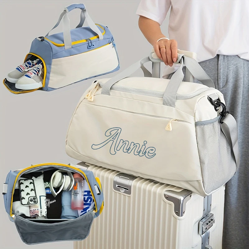 Borsa sportiva e fitness con separazione asciutta e bagnata, borsa di grande capacità, borsa portaoggetti multifunzionale a spalla singola 5