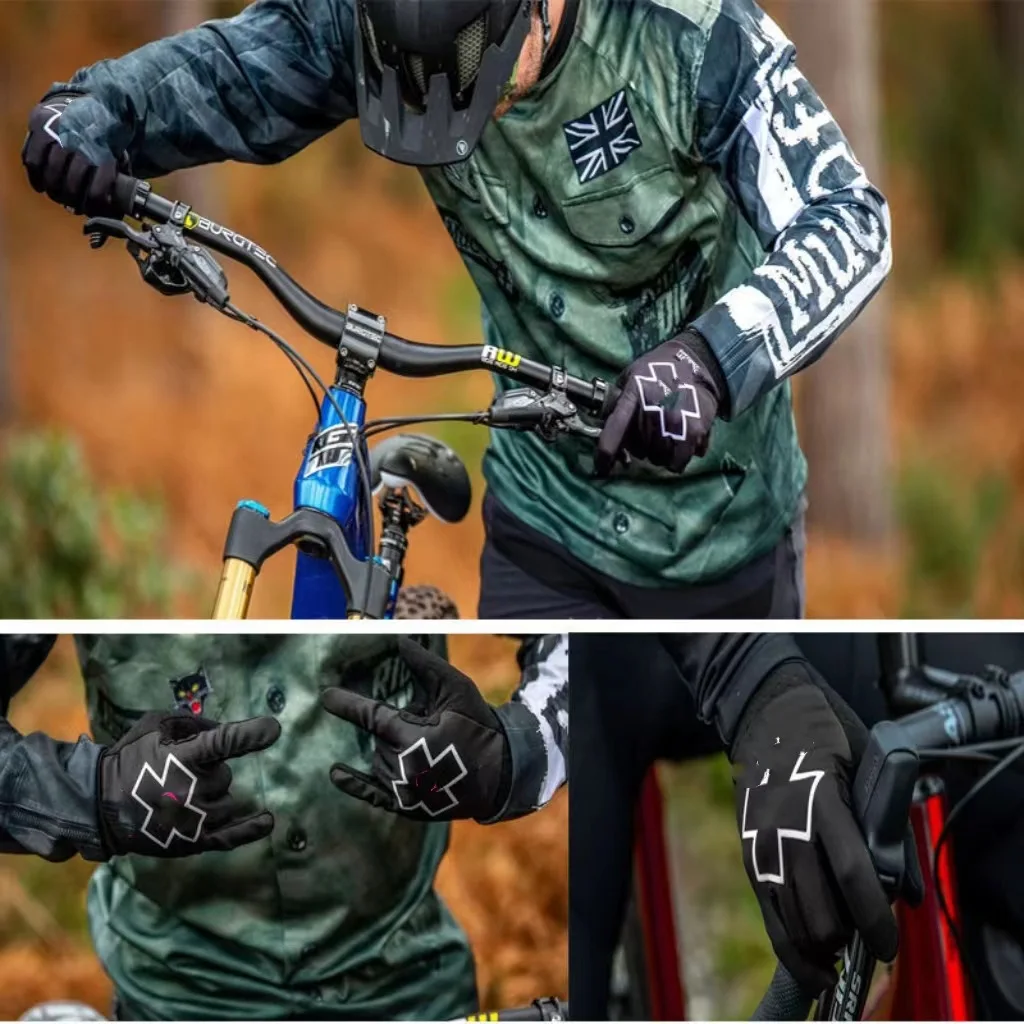 Guanti da bicicletta per moto fuoristrada per mountain bike all'aperto, guanti a dita intere, guanti da guida universali per uomo e donna 2