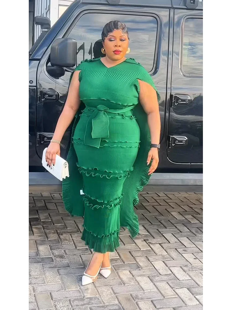 EGRM Miyake Solido Pieghettato Francese Tridimensionale Fungo Bordo Torta Abito da Donna Abiti Lunghi Allentati 2025 Estate Nuovo 6R8109 4