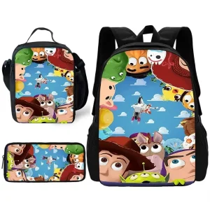 Zaino scolastico per storie di giocattoli per bambini con borse per il pranzo, borse per matite, borse per la scuola per ragazzi e ragazze, miglior regalo 1