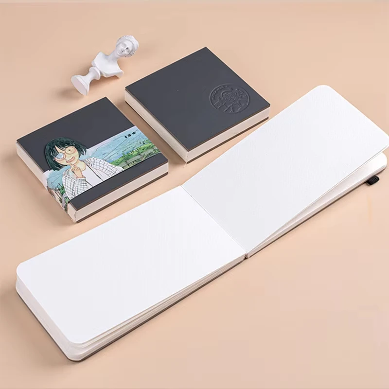 Quaderno per schizzi ad acquerello pronto per i viaggi, mini diario artistico portatile in carta dalla struttura media rilegata in pelle da 300 g per studenti e artisti 6