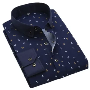 Camicia casual stampata a maniche lunghe da uomo Camicie da festa di nozze con colletto rovesciato alla moda Camicia estiva morbida per le vacanze hawaiane 1