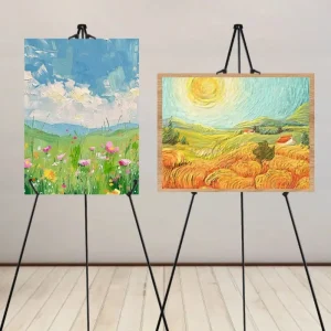 Espositore da cavalletto alto da 3 pezzi, poster da pavimento istantaneo pieghevole e portatile per esposizione di poster di cartelli di nozze, pittura artistica 1