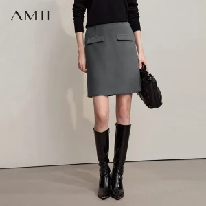 AMII Minigonna dritta 2025 Inverno Nuove eleganti gonne corte per pendolari per le donne Tinta unita Abbigliamento donna versatile 12544004 1
