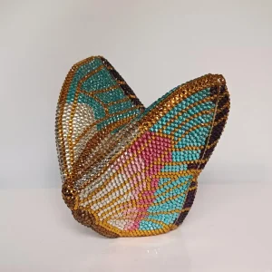 Pochette da sera da donna con diamanti a farfalla Borsa da sera con gemme in metallo di lusso Borse da sera per cena Borsa e portamonete Borsa con cristalli da sposa 1