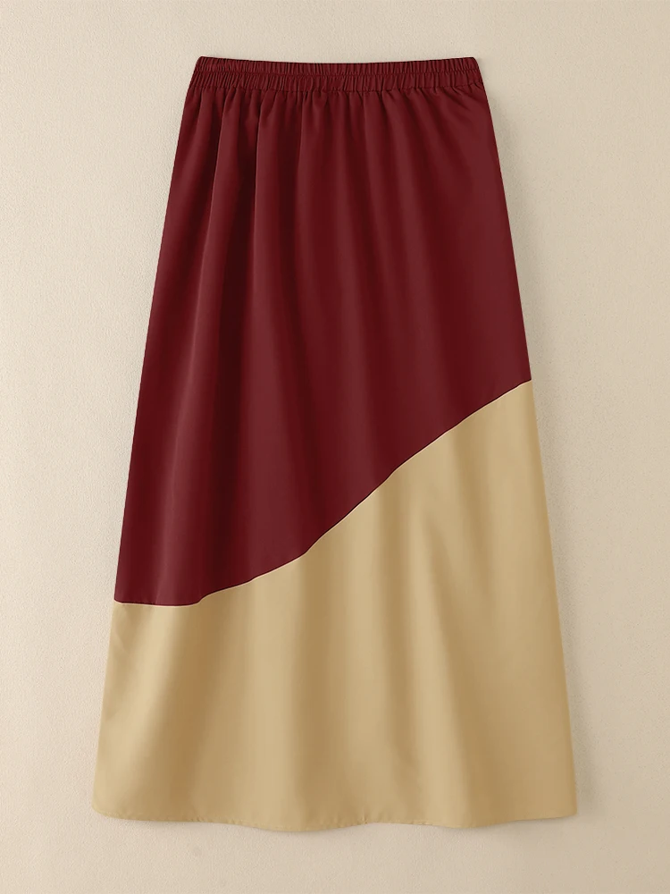 ZANZEA Gonne da donna 2025 Autunno Elegante Vita alta Ufficio Faldas Saia Pieghettato Jupes Elegante Patchwork Robe Femme Lavoro Vestito estivo 5