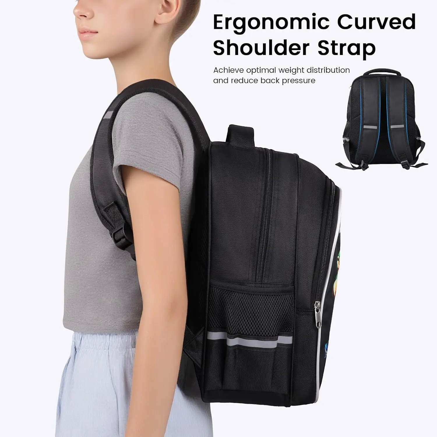 Divertente zaino da scuola italiano Brainrot Borsa da scuola impermeabile di grande capacità Elementare Tung Saur Shark per regalo per il ritorno a scuola del bambino 3