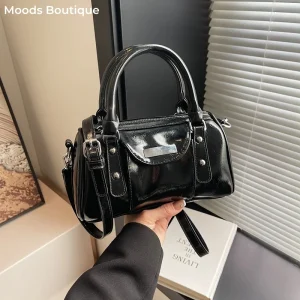 Mini borse con manico superiore bordeaux per donna Borse a tracolla a tracolla in pelle PU brillante di colore puro 2024 Ultima borsa di design di lusso 1