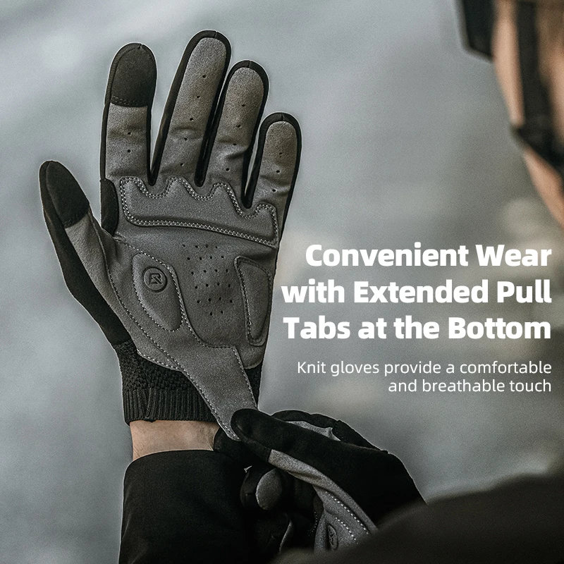 ROCKBROS Guanti da bicicletta Tessuto lavorato a maglia Guanti da bici traspiranti con dita intere Schermo antiscivolo Touch Guanti da ciclismo per sport su strada MTB 5