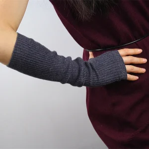 Guanti senza dita in lana di cashmere Scaldamuscoli mezze dita Nero scuro Grigio scuro Grigio Opera Polsino lungo LLDLLNT 1
