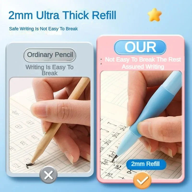 Matite meccaniche da 2 mm con temperamatite Falegname Disegno a matita HB Disegno Scrittura Cancelleria estetica Materiale scolastico per ufficio 4