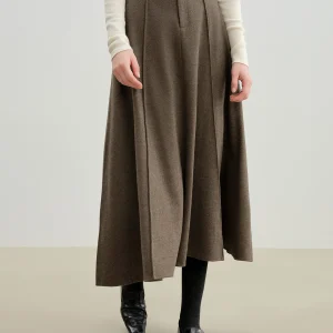 ZIQIAO 2025 Autunno Inverno Nuovo Arrivo Elegante 3D-Cucitura di Lana Drappeggio Svasato Gonna Stile Ombrello Elegante Mezza Lunghezza Gonne Sottili 1