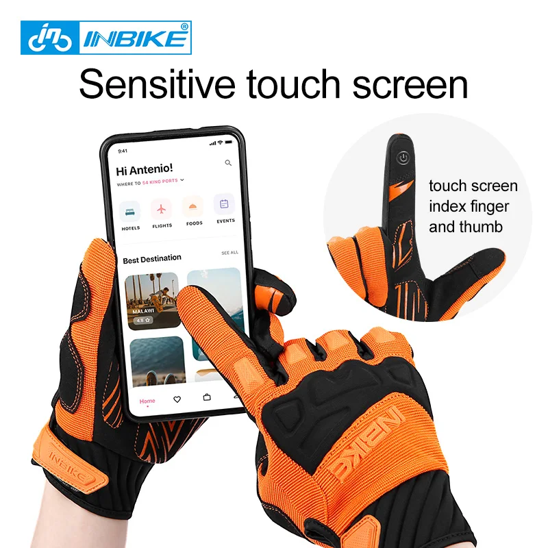 INBIKE Guanti da ciclismo da uomo Touchscreen MTB Ciclismo Guanti da equitazione per uomo Sport da bici Gloevs Accessori per moto MTB 4