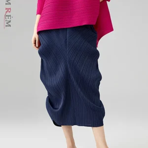 LANMREM 2025 delle nuove donne elegante design di nicchia gonna a pieghe a trapezio moda estiva irregolare elastico Wiast gonne larghe 2DB2865 1