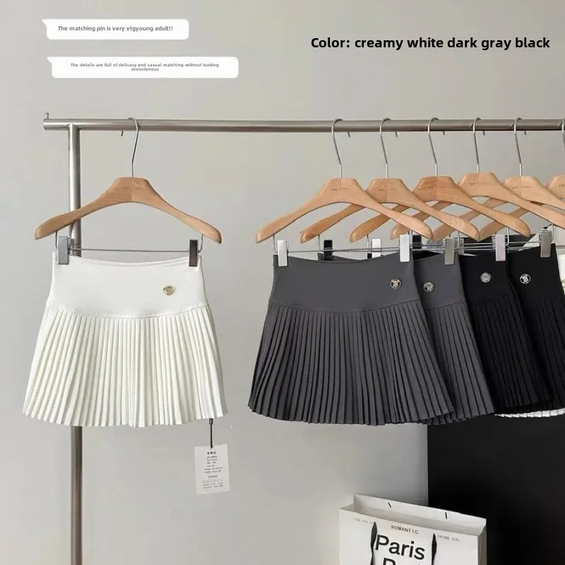 Mini abito dimagrante elegante a vita alta per le donne Estate 2024 Gonna a pieghe a linea A anti-esposizione di nuovo stile 1