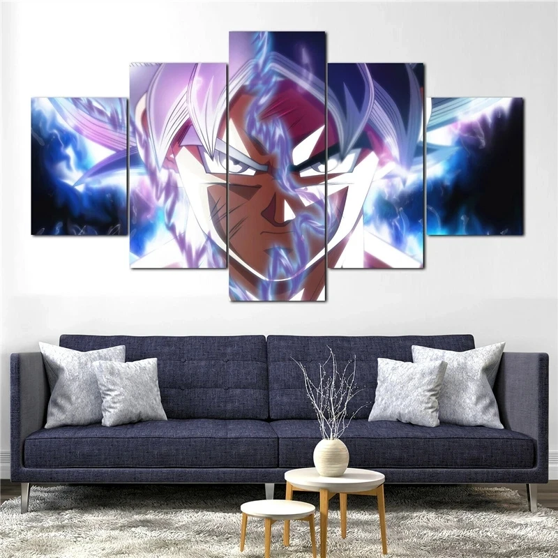 Manga 5 Pannelli Dragon Ball Goku Super Saiyan Parete Anime Poster Comico Tela Pittura Immagine Casa Soggiorno Regalo Murale Cudros 3