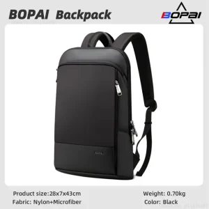 BOPAI Zaino da uomo/donna Moda multifunzione Ricarica USB Ultrasottile leggero Zaino da viaggio per laptop da 14 pollici Borsa antifurto unisex 1