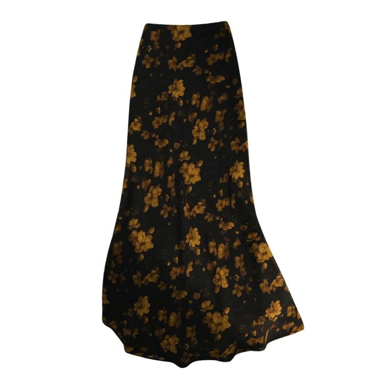 Seoulish a vita alta vintage stampato floreale gonne a coda di pesce da donna 2025 nuova estate coreana casual gonne a sirena femminile 6