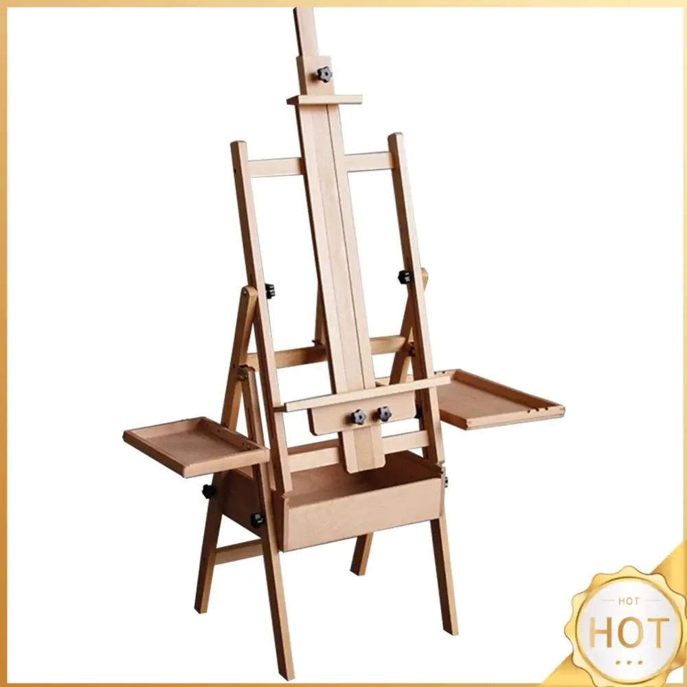 Cavalletto piatto pieghevole in faggio Supporto per pittura a olio a doppio scopo Cavalletto regolabile pieghevole per bambini Schizzo Pittura a olio 1