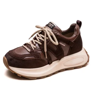 Scarpe comode da donna in vera pelle scamosciata di mucca da 3,5 cm Primavera Gomma Autunno Mocassini con zeppa con plateau Scarpe da ginnastica robuste Vulcanize 1