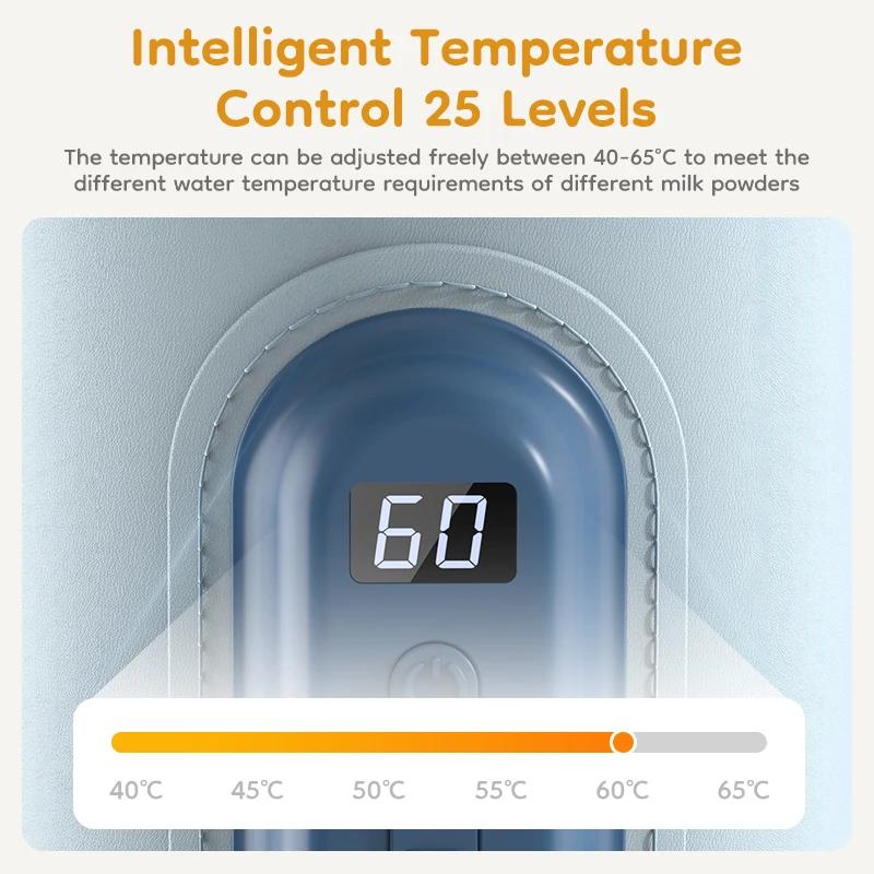 MAMIJOY Scaldabiberon Pu Shell No Odor Display a LED 50-85mm Calibro regolabile Tpye-c Borsa termica per biberon di ricarica WM12 3