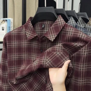 2025 nuova primavera e autunno moda casual camicia a maniche lunghe con tasca reale da uomo camicia ampia di grandi dimensioni da papà 1