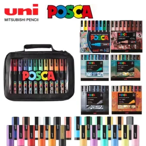 Uni Posca Pennarelli colorati Set Punta completa Graffiti permanenti Penne da disegno professionali Forniture per artisti Roba artigianale fai-da-te Bambini 1