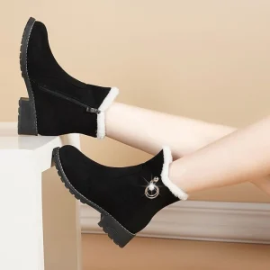 2025 Nuovi stivali invernali da donna - Stivali da neve con cerniera laterale foderati in pelliccia sintetica, stivaletti termici antiscivolo con tacco basso 1