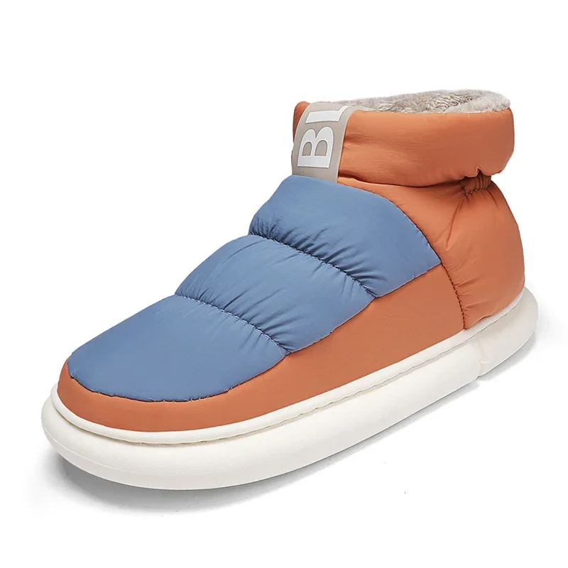 Stivali da neve soffici caldi di grandi dimensioni invernali Uomo Donna Moda Pelliccia piatta impermeabile Casa pelosa Scarpe di cotone Pantofola da interno da uomo 2