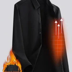 Camicia nera ispessita autunno e inverno da uomo, maniche lunghe, stile coreano, camicia casual senza stiratura, camicia calda. 1