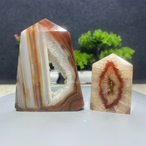 Torre di quarzo di cristallo di agata rossa naturale, punto di agata Sardonyx rossa, punto di guarigione corniola bacchetta di pietra prisma decorazione della casa regalo 1
