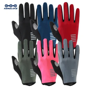 KEMALOCE Guanti da ciclismo Dito intero Uomo e donna Bici da strada Gel Guanti da bicicletta estivi Antiscivolo Nero Blu e Rosa S-2XL Guanto da bici MTB 1