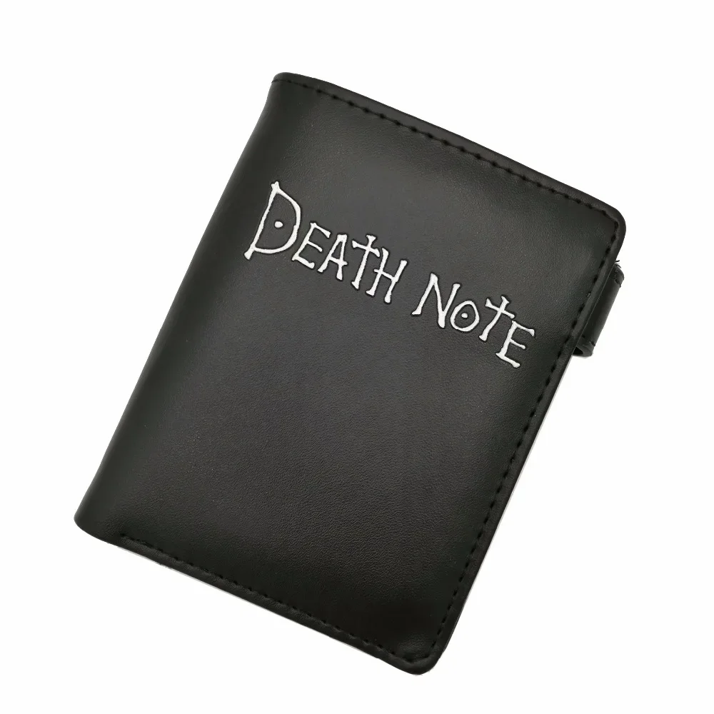 Death Note Anime Portafoglio corto in pelle PU nera Porta carte e portamonete per regalo per ragazzi e ragazze 4