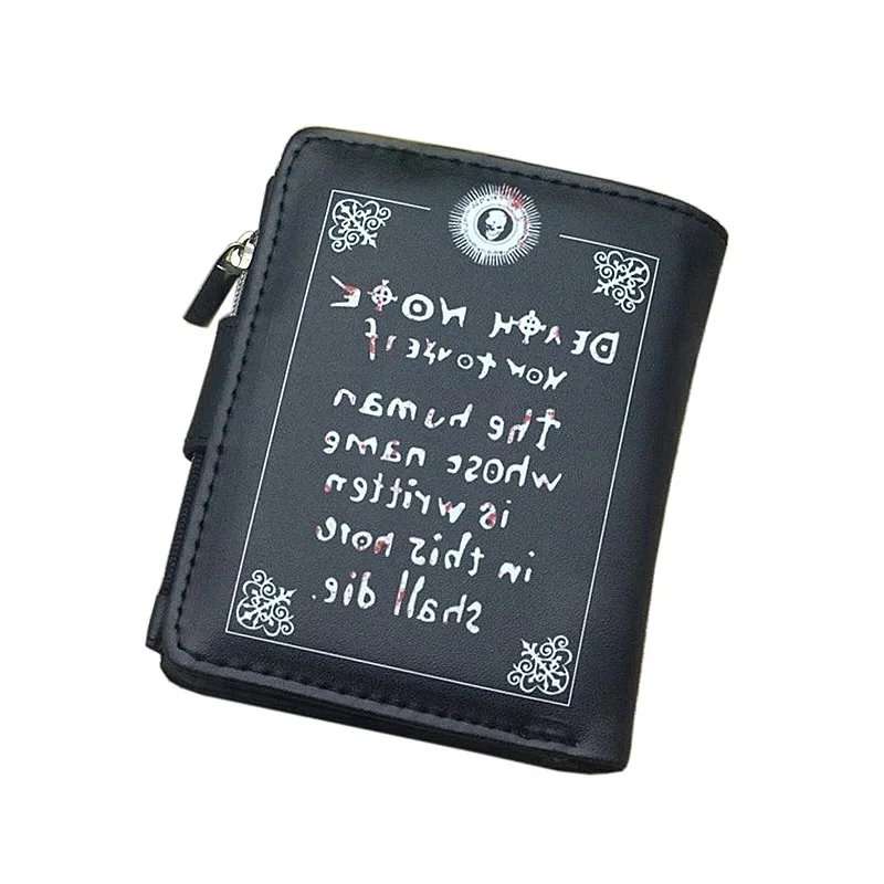 Death Note Anime Portafoglio corto in pelle PU nera Porta carte e portamonete per regalo per ragazzi e ragazze 6