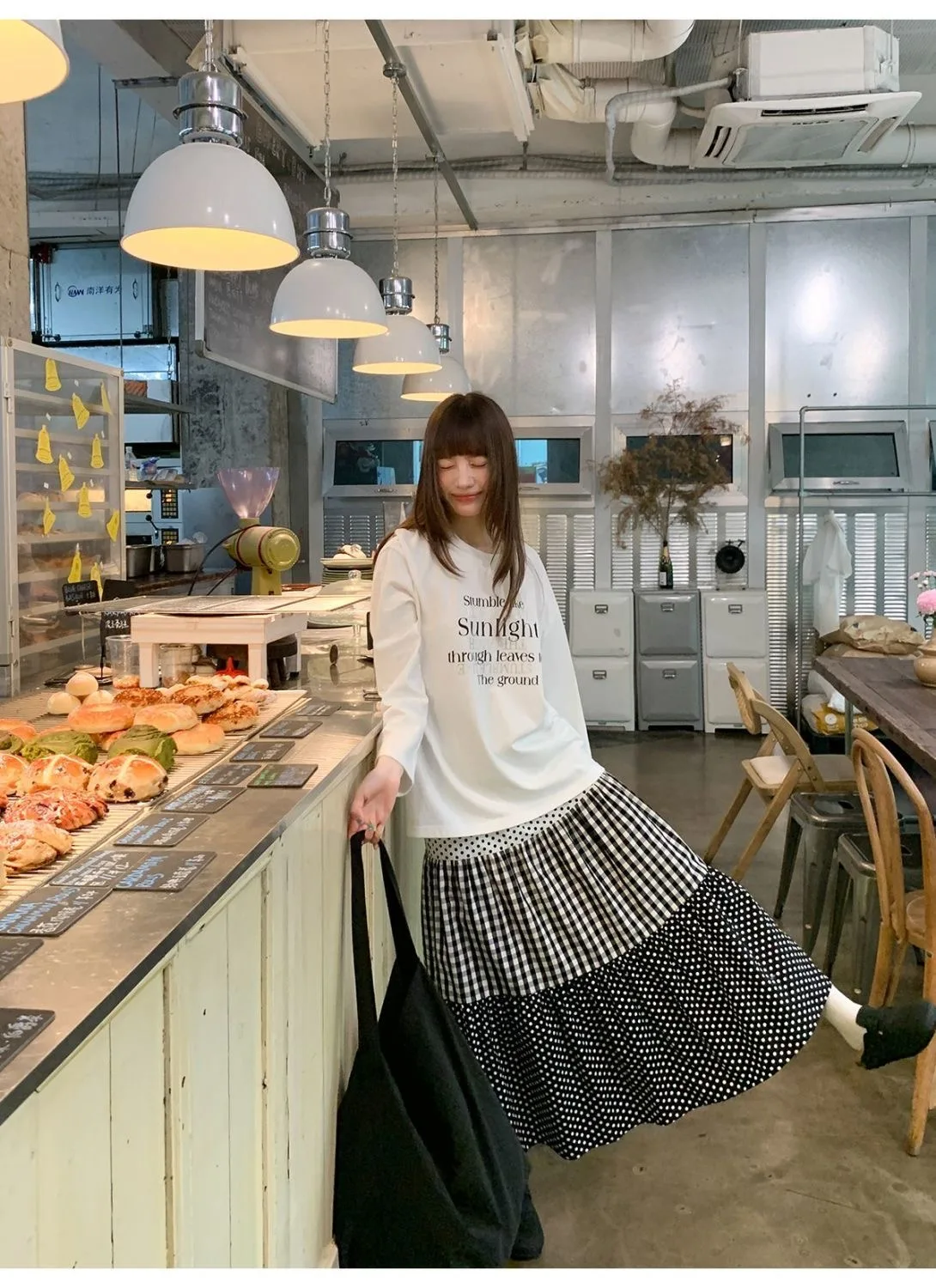 Gonna a pois a quadretti con blocchi di colore a strati patchwork retrò da donna 2025 autunno/inverno Edwardian casual e chic Lolita sk 5