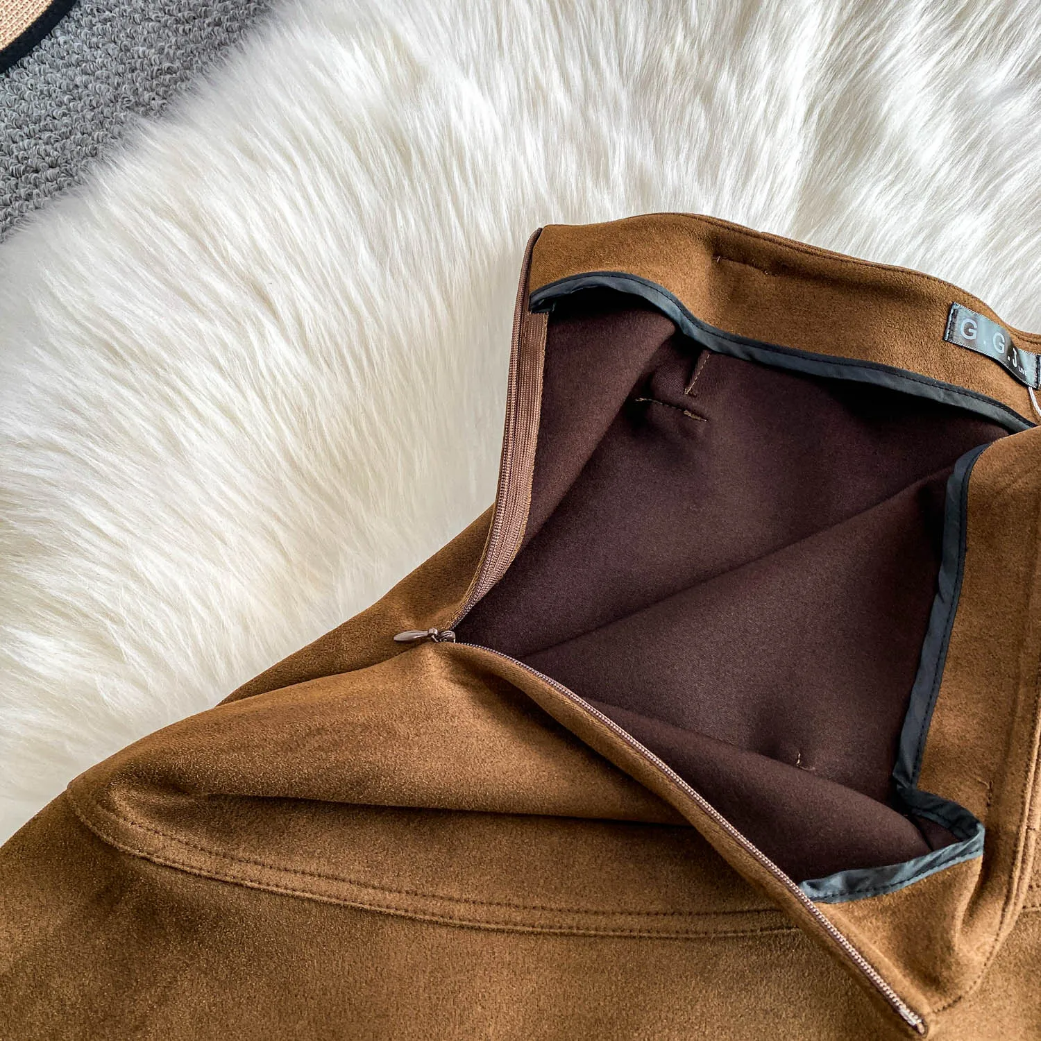 Gonna sexy da donna con volant asimmetrico chic Elastico a vita alta Moda coreana Gonna autunnale a trapezio 6