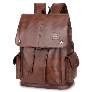 Zaino da uomo di marca di lusso di moda Zaino da scuola in pelle Borsa da viaggio impermeabile di moda Borsa da libro in pelle casual da uomo 1