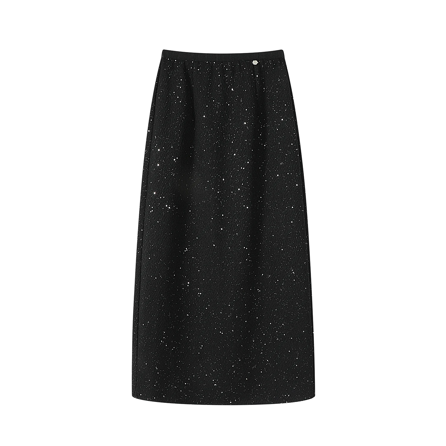 Gonna a trapezio da donna con paillettes in lana vintage autunno inverno 2025 Nuova gonna a tubino da ufficio con cerniera divisa posteriore a vita alta femminile 4