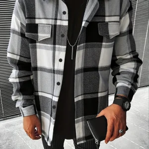 Camicia a quadri retrò da uomo casual elegante giacca a maniche lunghe abbottonata per le imprese primaverili autunnali 1