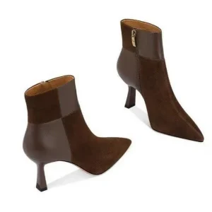 FHC 2024 Nuovi stivaletti/stivaletti da donna floccati in lana, Botas corti, scarpe invernali, punta a punta, zip laterale, nero, marrone, 34-43, Dropship 1