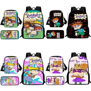 Set da pezzi Bambino carino divertente R-Rugratulazioni Zaini Borsa a tracolla Astuccio per alunni Borse da scuola di grande capacità per ragazzi Ragazze Miglior regalo 1